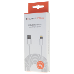 Câble Lightning Compatible 2M Blanc - Packaging Exclusive Mobile