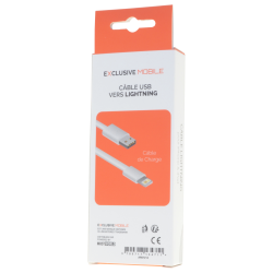 Câble Lightning Compatible 1M Blanc - Packaging Exclusive Mobile